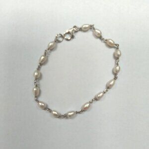 Honora White Cultured Pearl Silver Station Bracelet